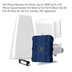Cell Phone Signal Booster 5G 4G LTE 7000 Sq Ft Home US Carriers Blue Kit FCC